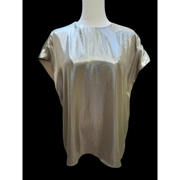 Banana Republic Large NEW WITH TAGS Liquid Metallic Flowy Blouse Top SLinky - Picture 2 of 14